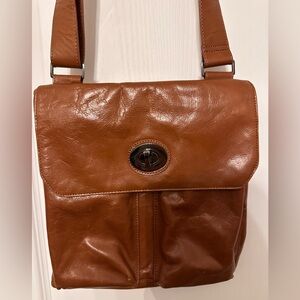 Danier Tan Leather Messenger Bag